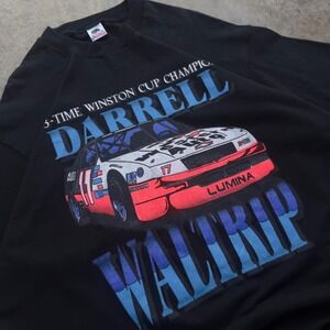Vintage 90s Fruit of the Loom Darrell Waltrip NASCAR Racing Tee Black XXL (f3)